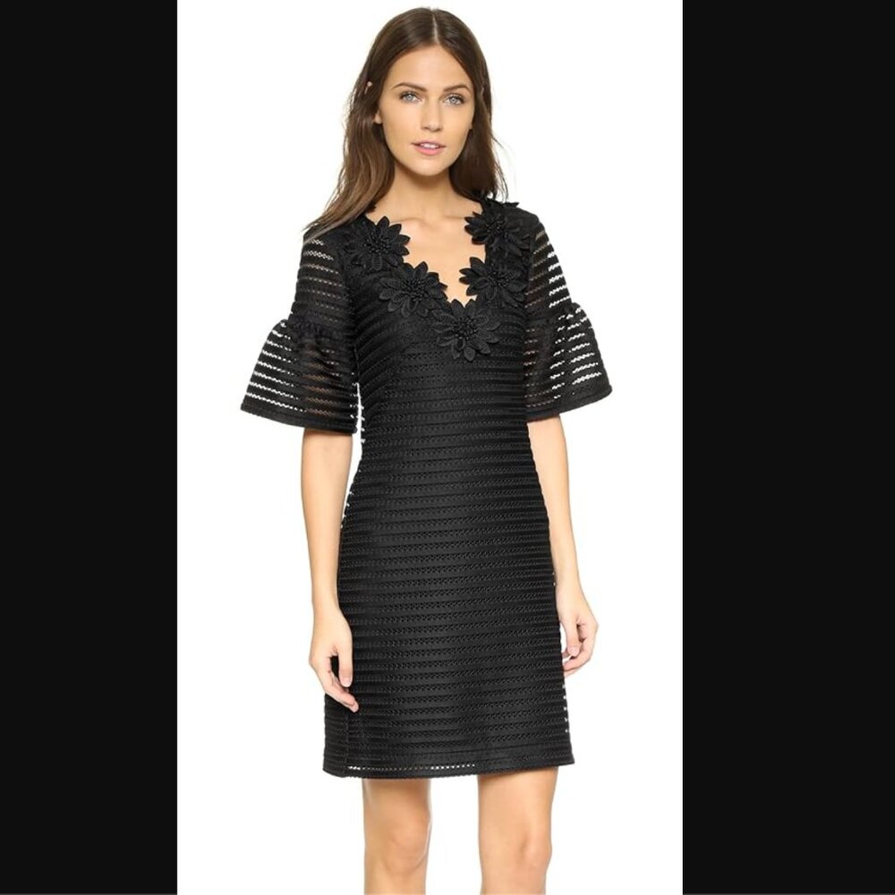 Nanette Lepore Sweet Surprise Flower Lace‎ SHift Dress #Applique #Sheer #Bell